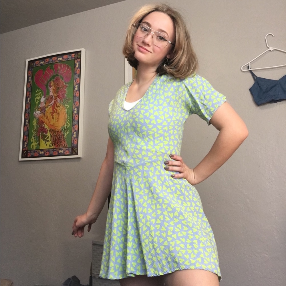 Green and blue hearts dress